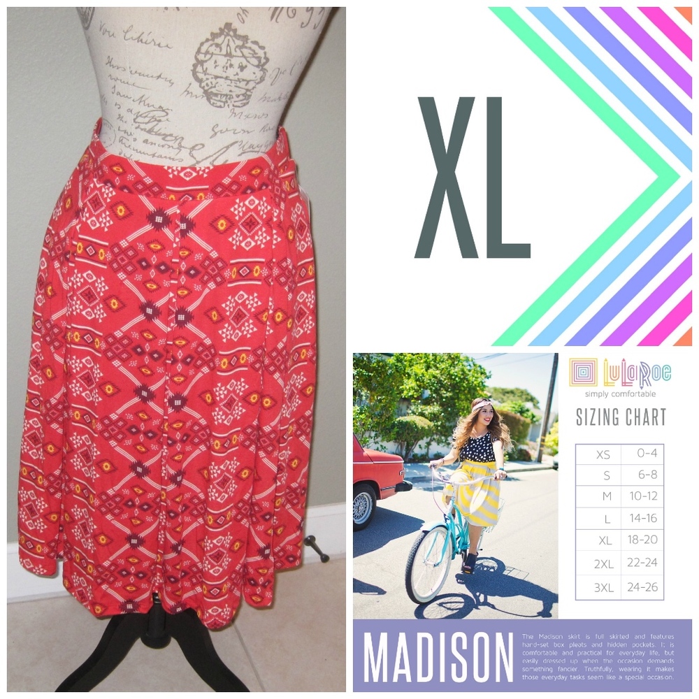 LuLaRoe Madison Skirt - XL - Brand New With Tags!